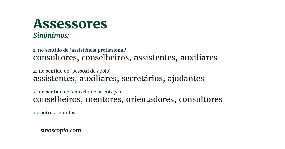 Sinônimo de assessores