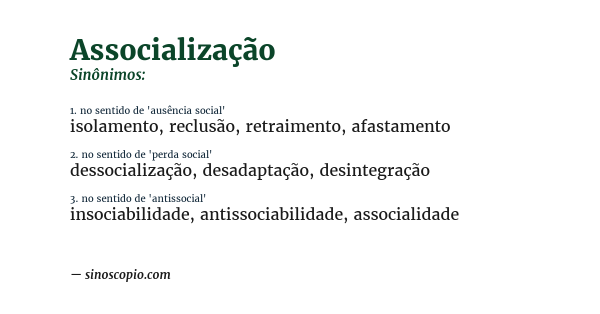Sinônimo de associalização
