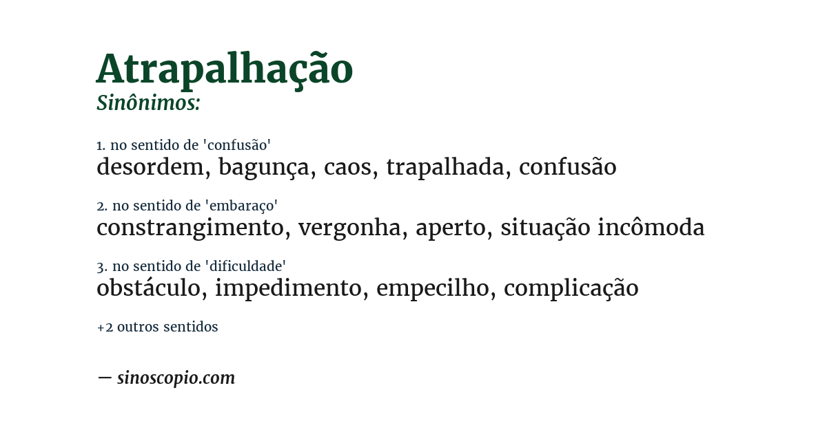 Sinônimo de atrapalhação