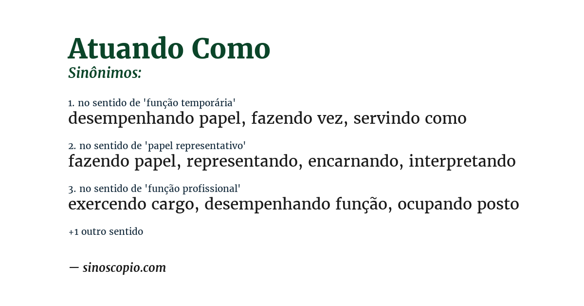 Sinônimo de atuando como