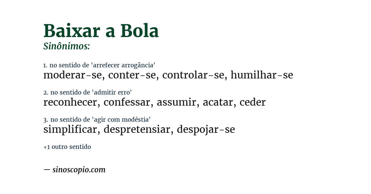 Sinônimo de baixar a bola