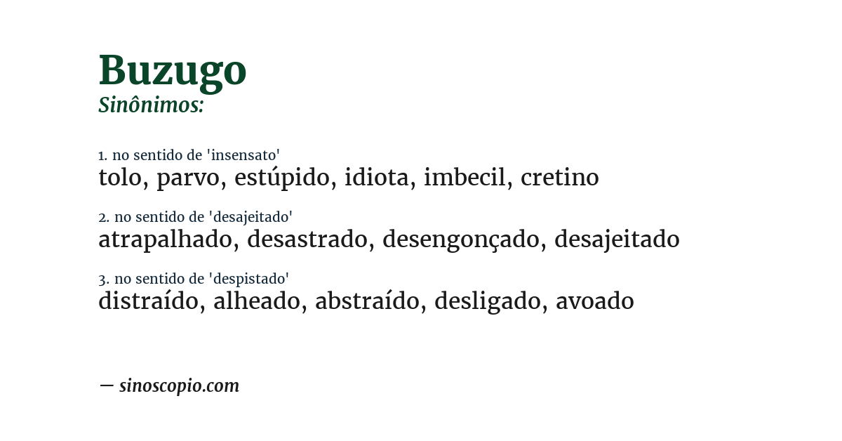 Sinônimo de buzugo
