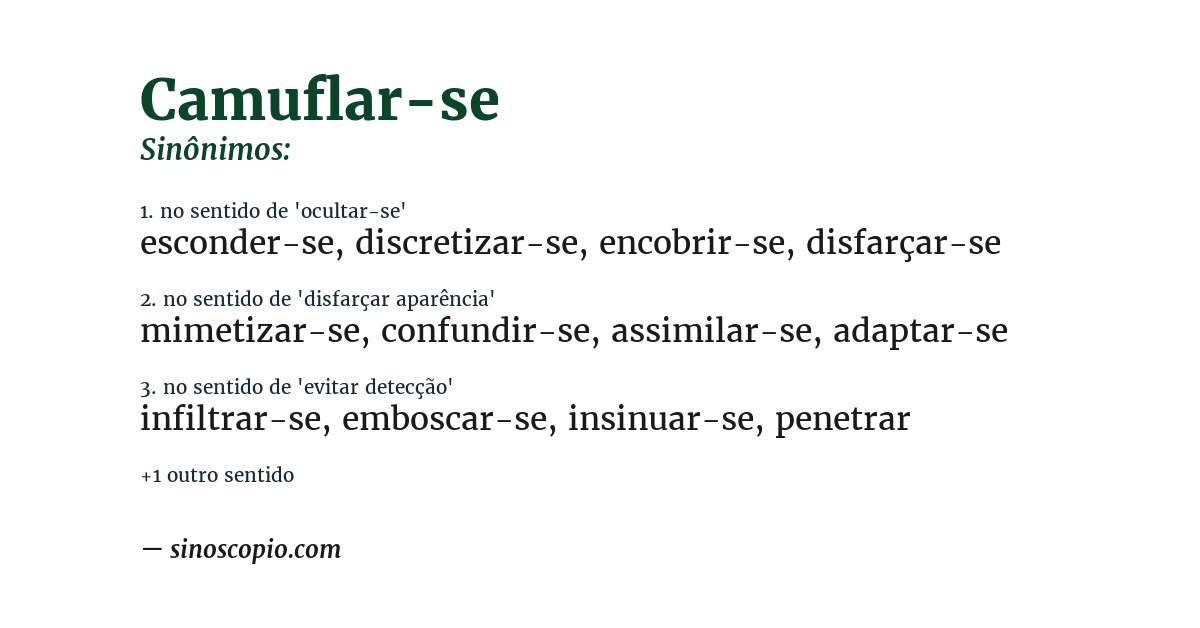 Sinônimo de camuflar-se