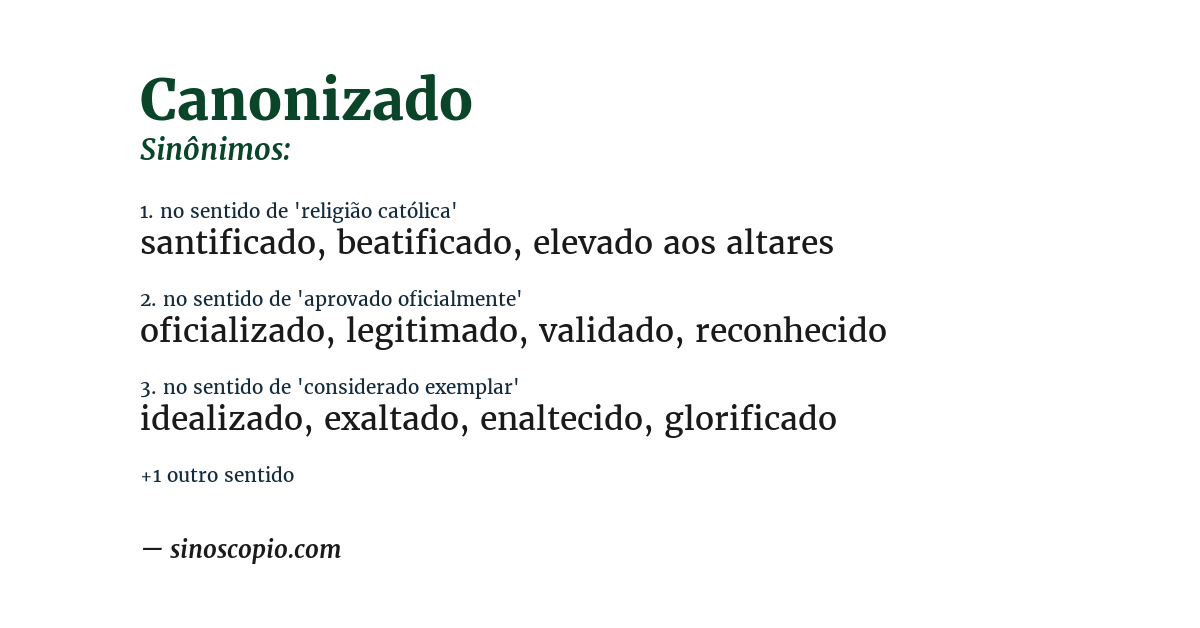 Sinônimo de canonizado
