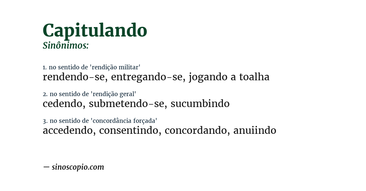 Sinônimo de capitulando