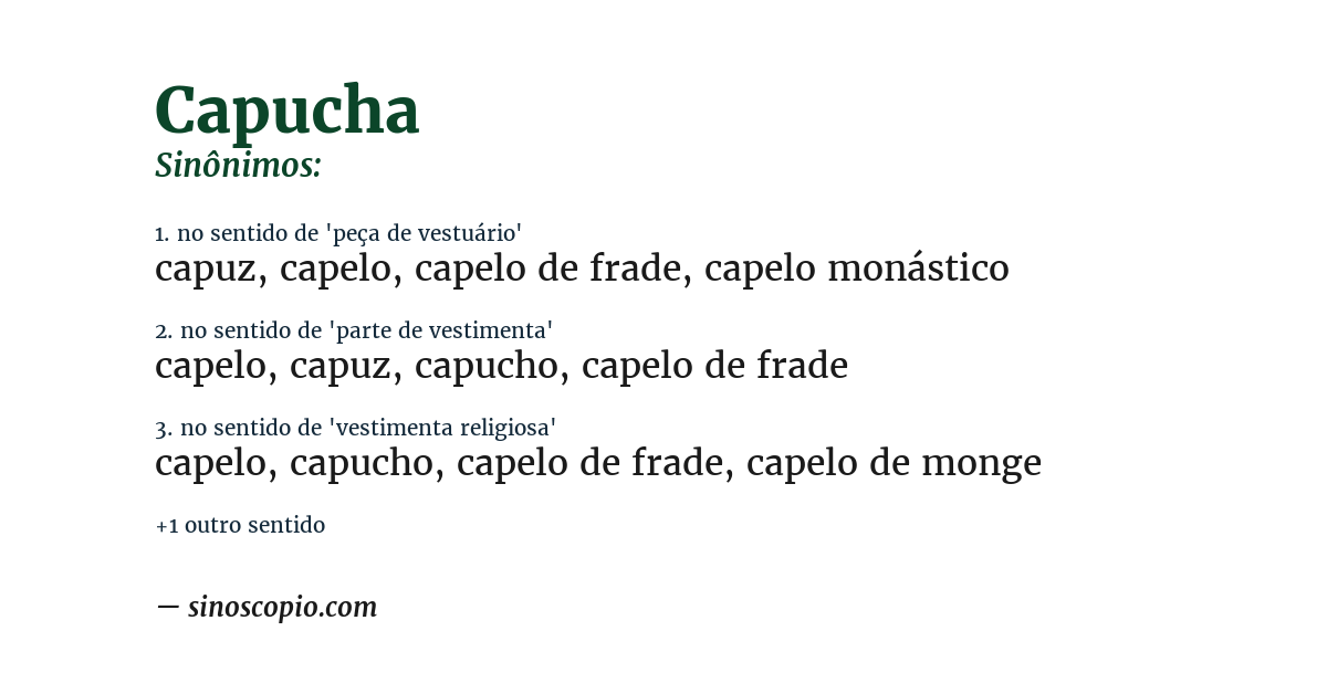 Sinônimo de capucha
