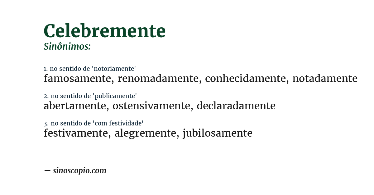 Sinônimo de celebremente