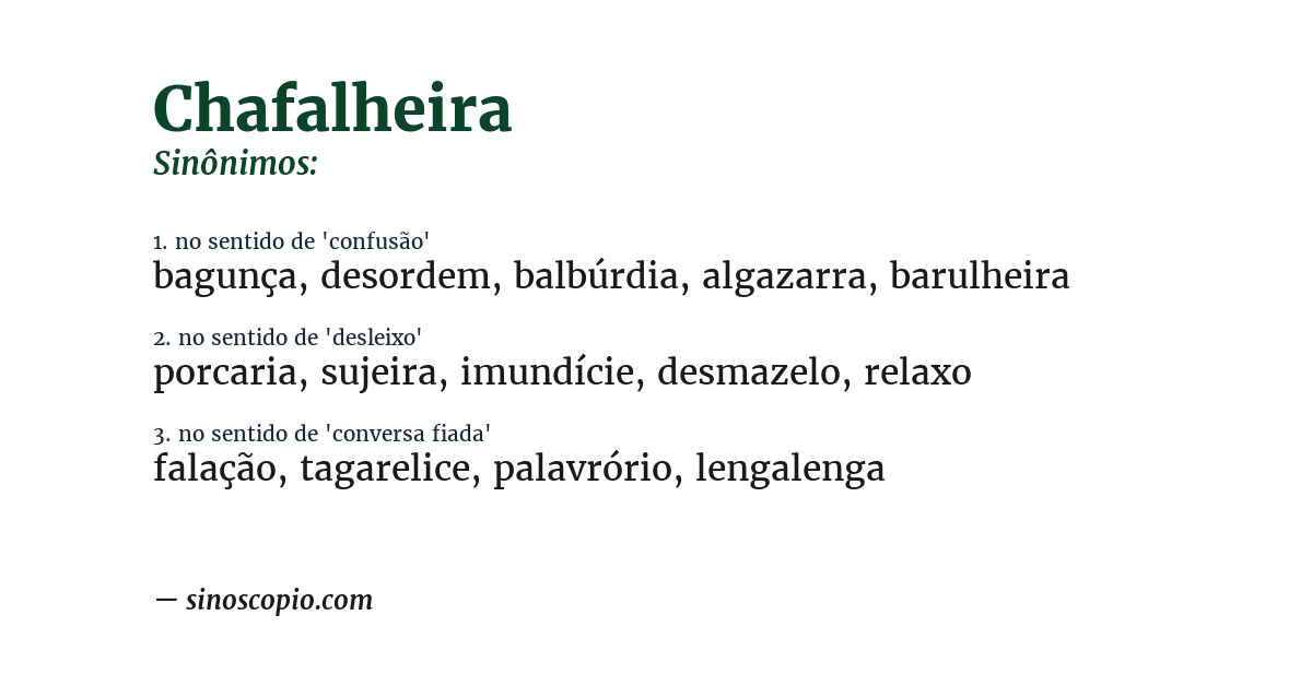 Sinônimo de chafalheira