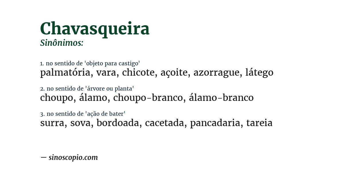 Sinônimo de chavasqueira