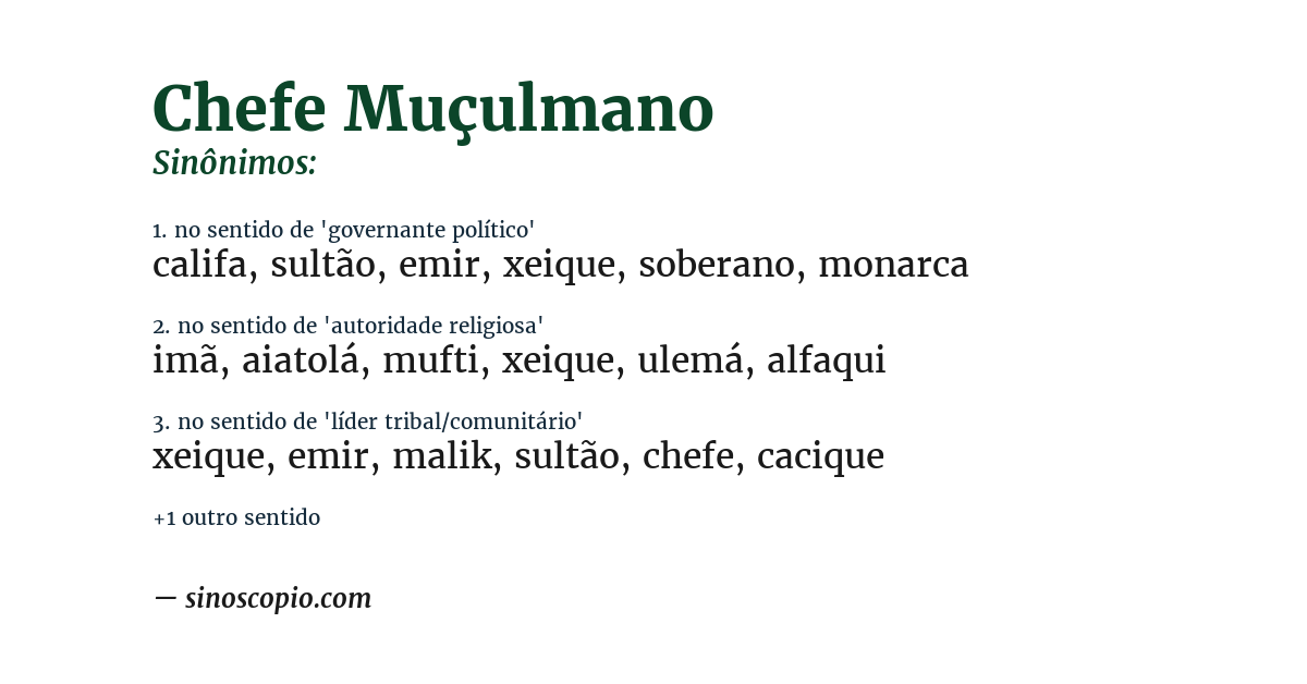 Sinônimo de chefe muçulmano