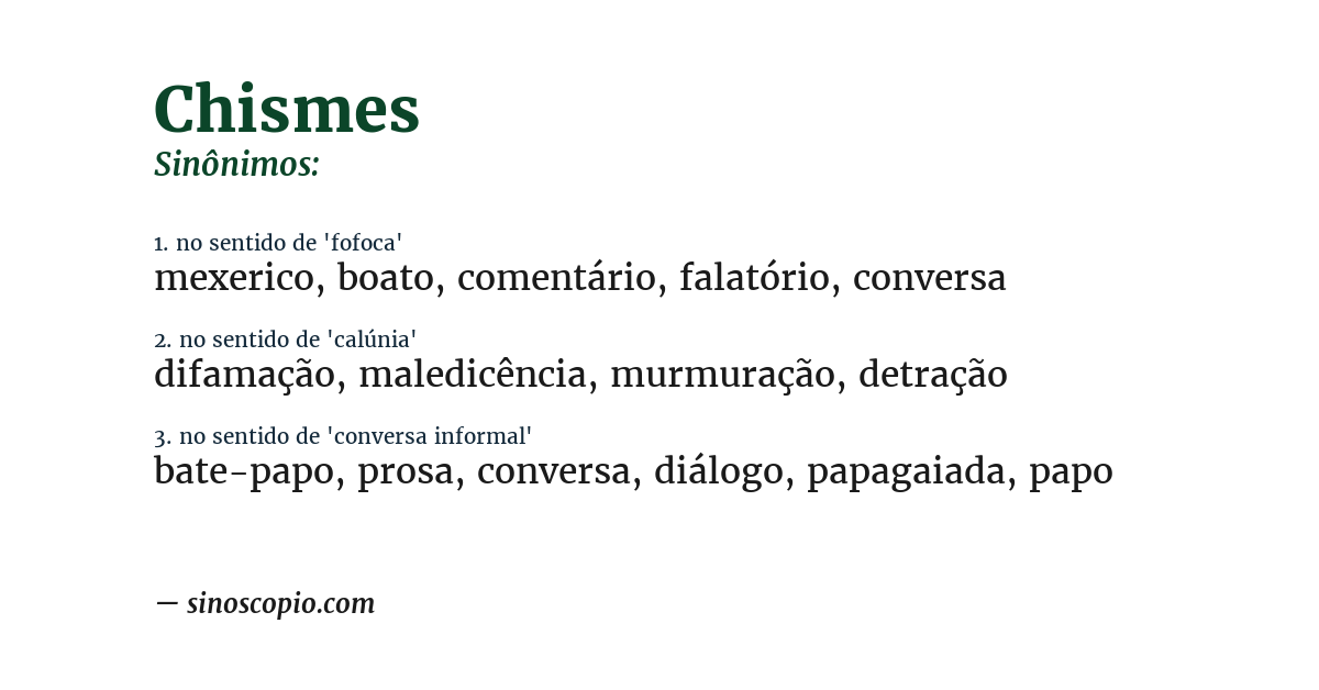 Sinônimo de chismes