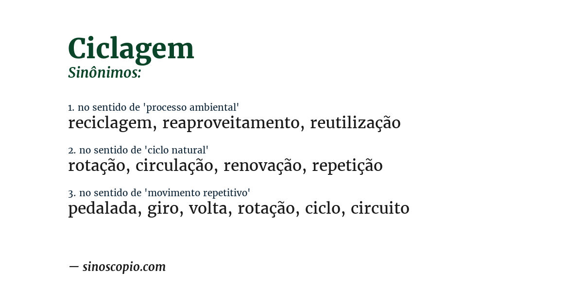 Sinônimo de ciclagem