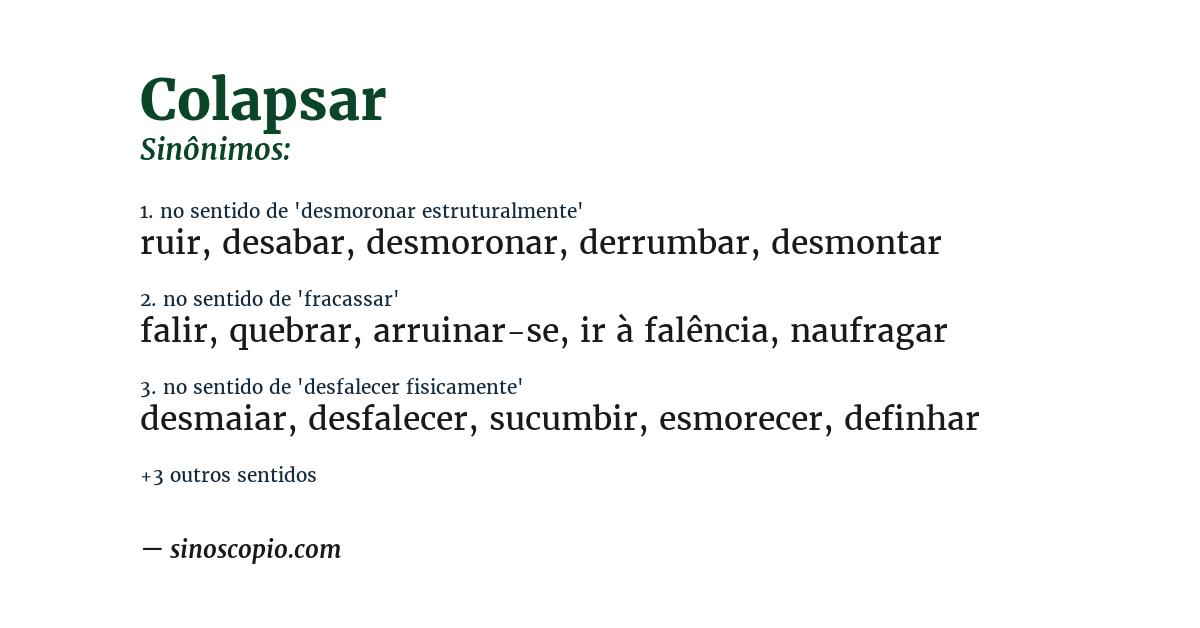 Sinônimo de colapsar