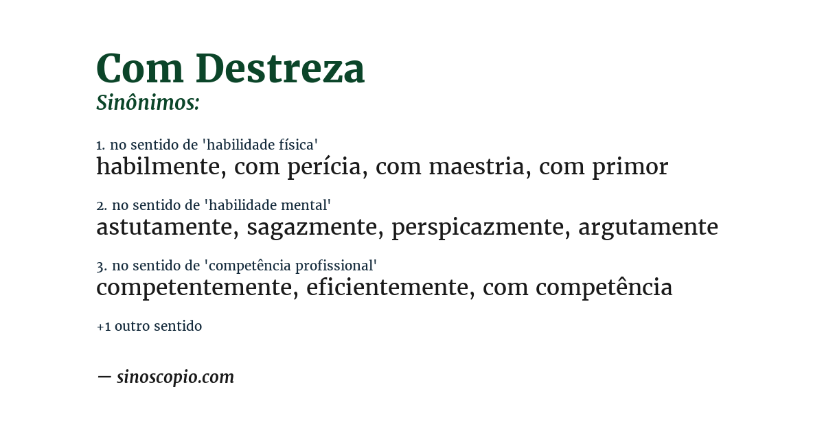 Sinônimo de com destreza