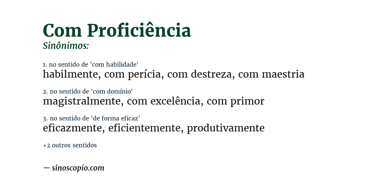 Sinônimo de com proficiência