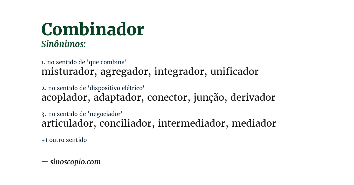 Sinônimo de combinador