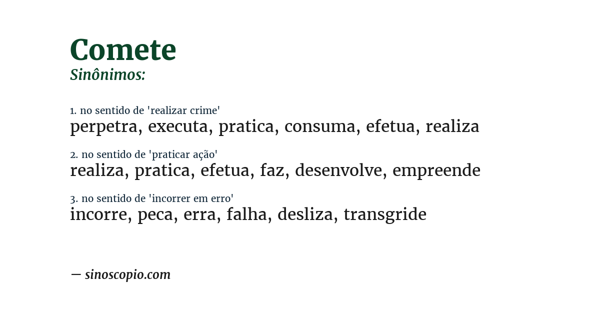 Sinônimo de comete