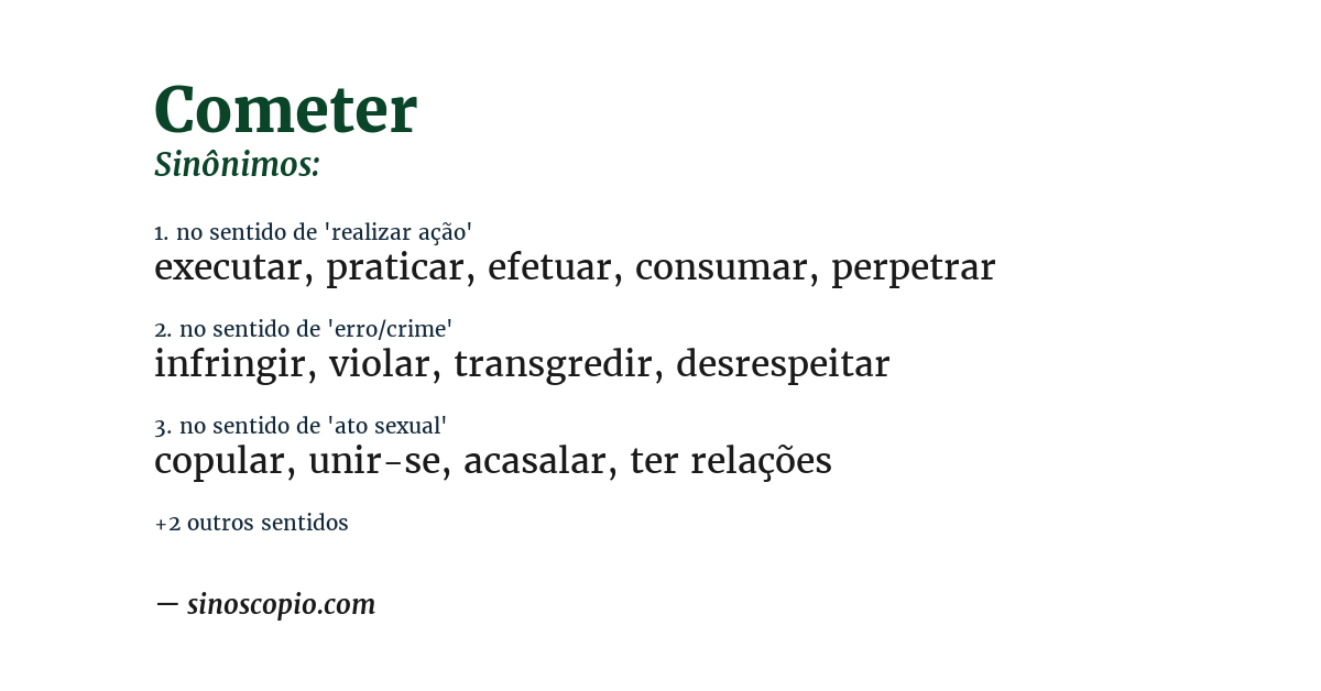 Sinônimo de cometer