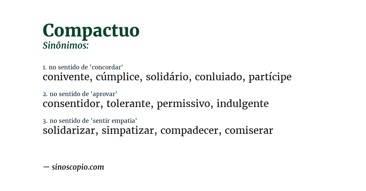 Sinônimo de compactuo