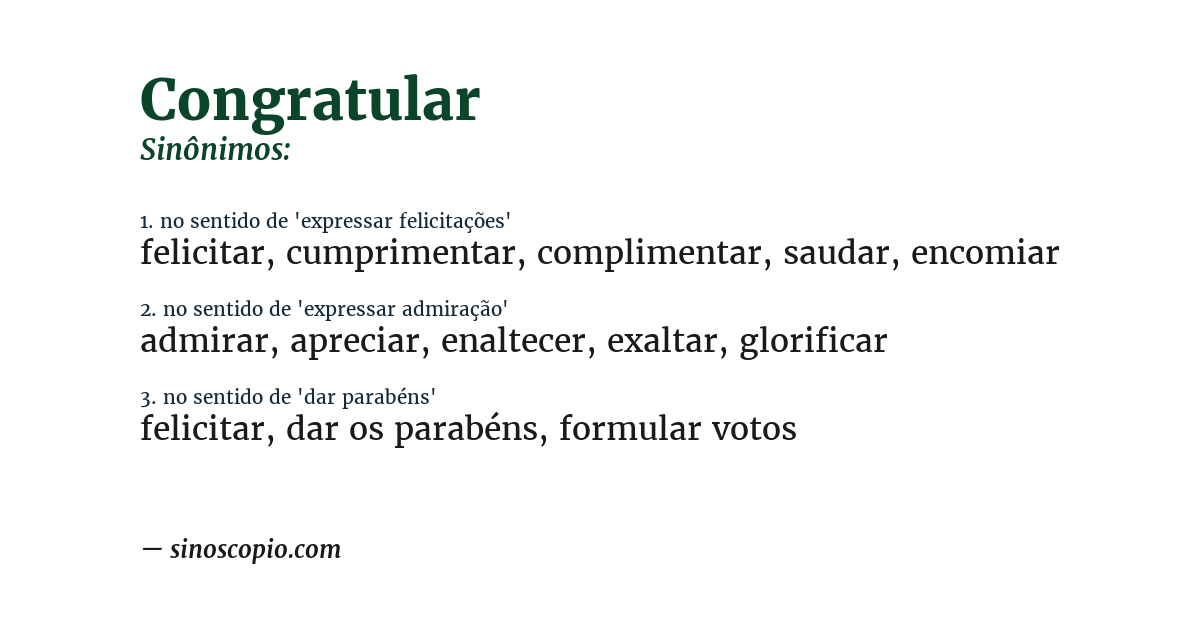 Sinônimo de congratular