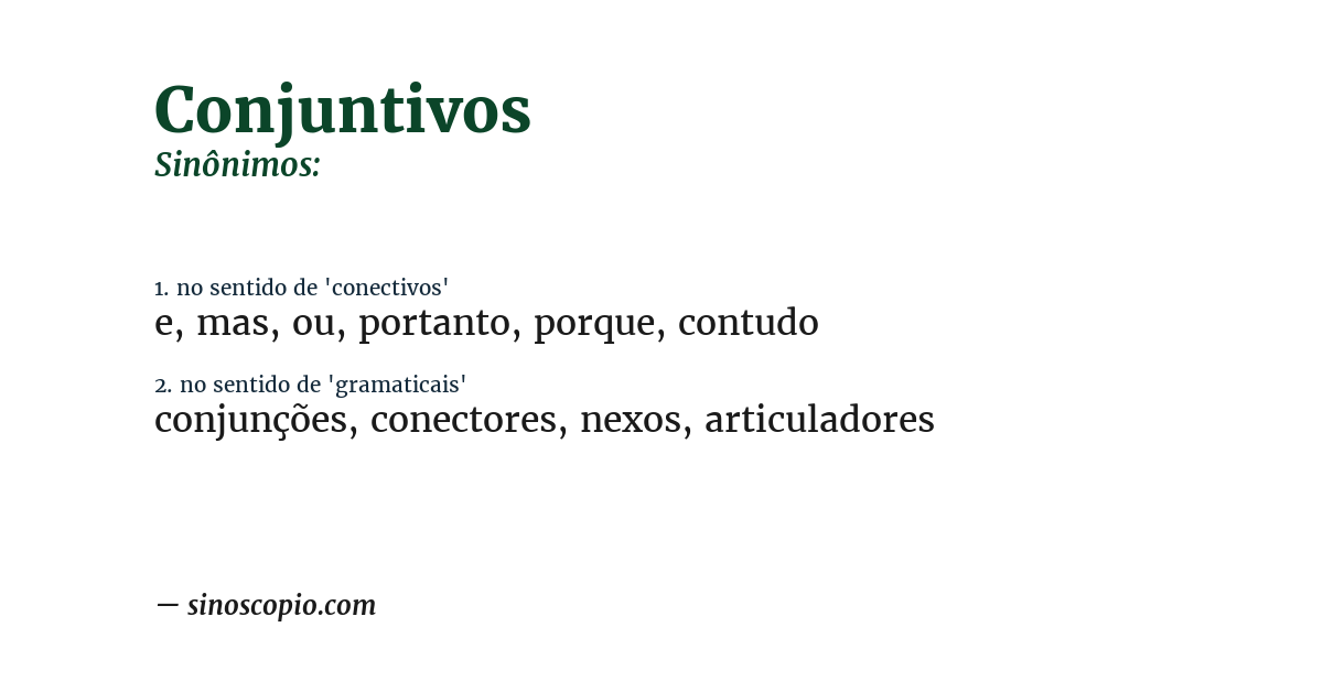 Sinônimo de conjuntivos