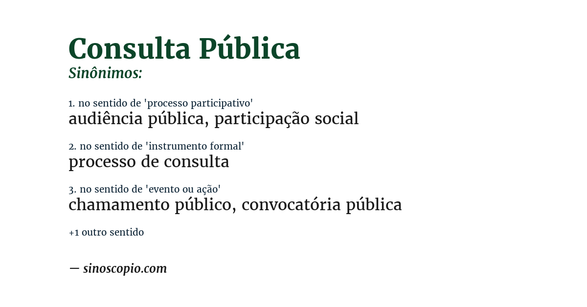 Sinônimo de consulta pública