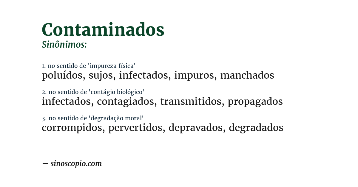 Sinônimo de contaminados
