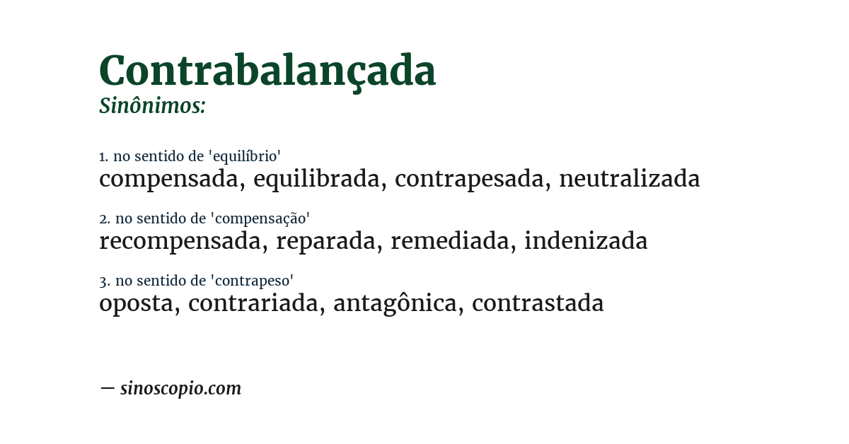 Sinônimo de contrabalançada