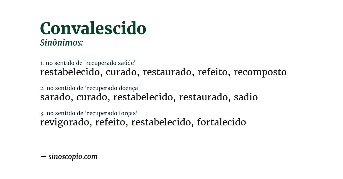 Sinônimo de convalescido