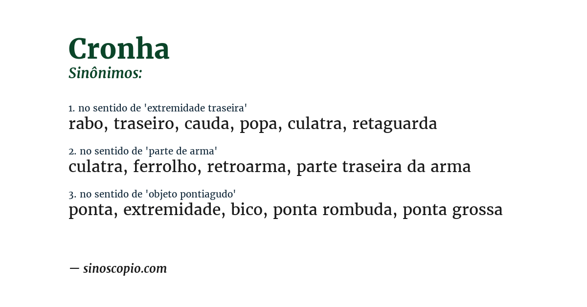 Sinônimo de cronha