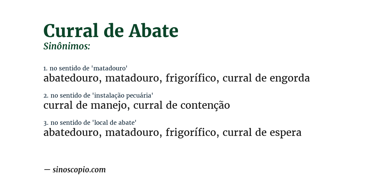 Sinônimo de curral de abate