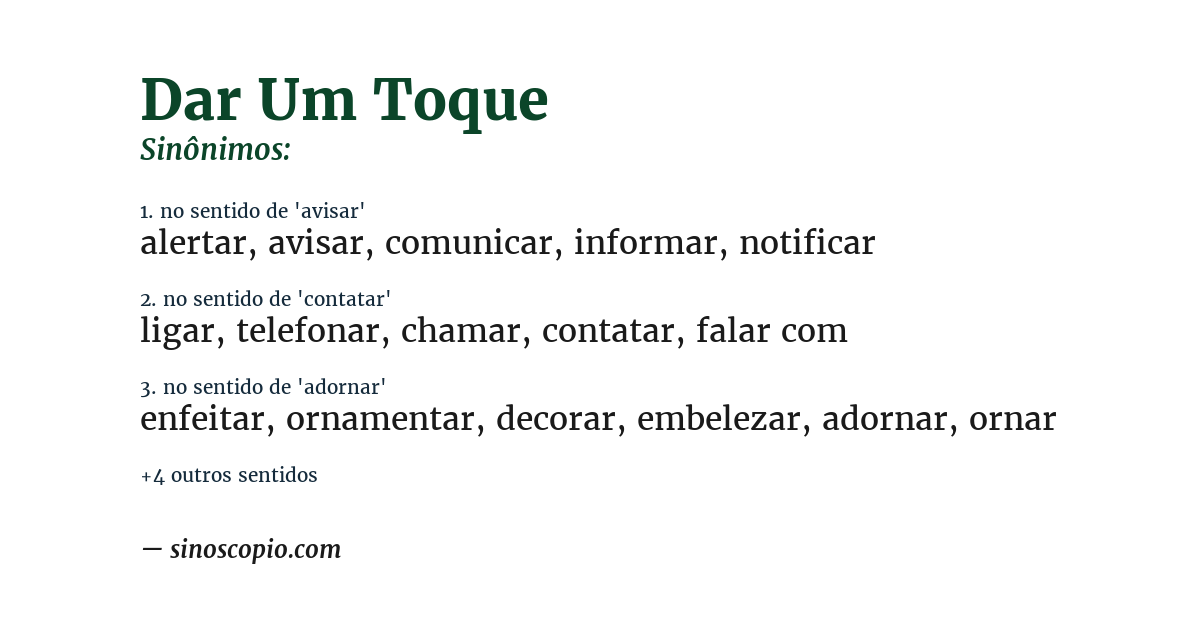 Sinônimo de dar um toque