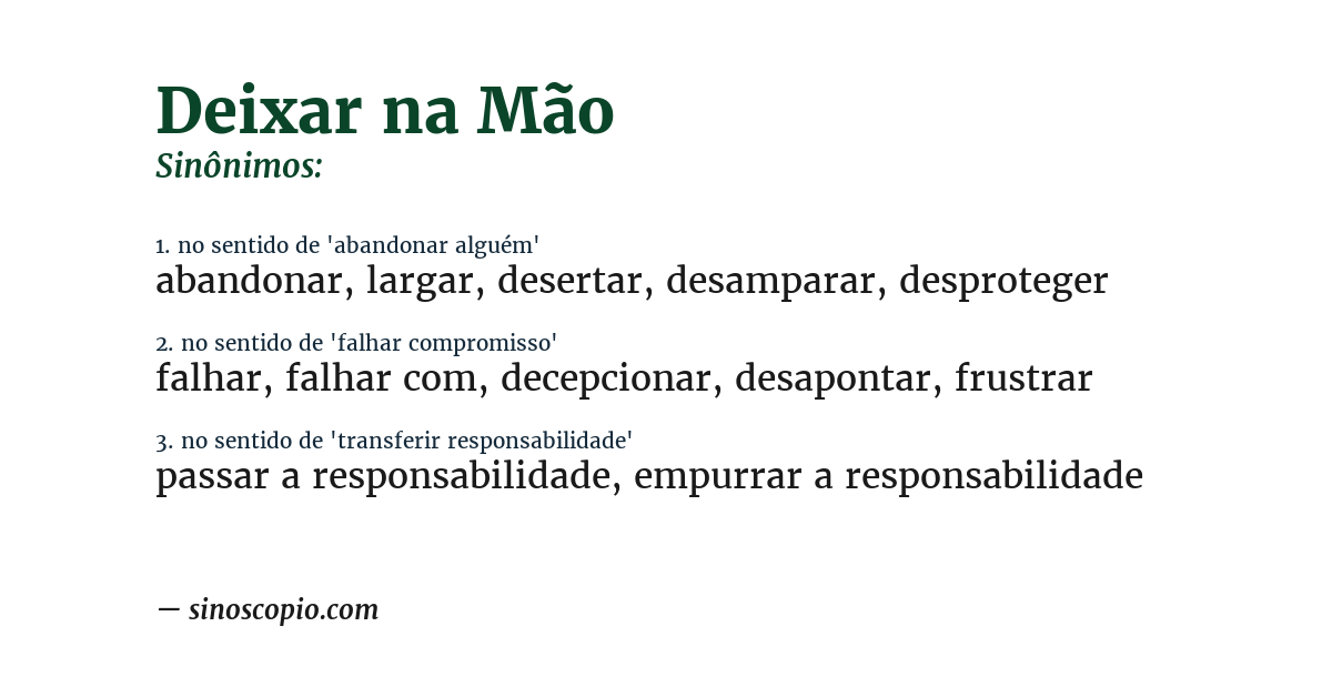 Sinônimo de deixar na mão