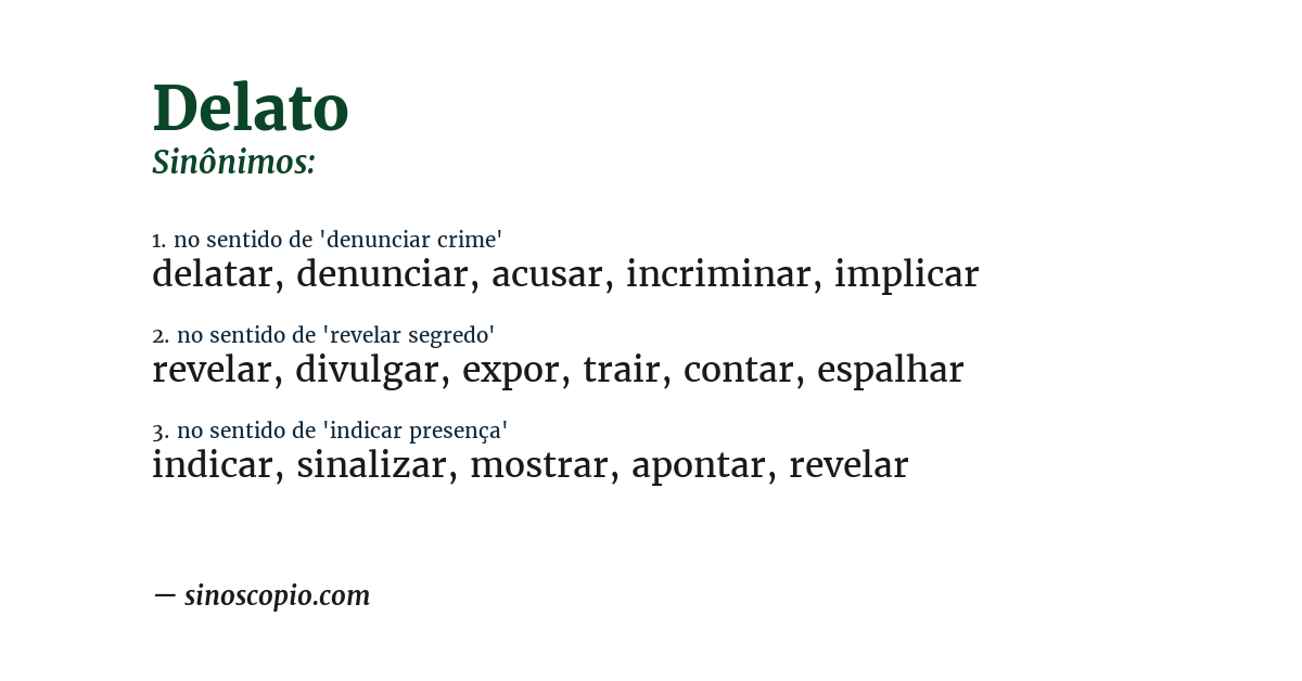 Sinônimo de delato