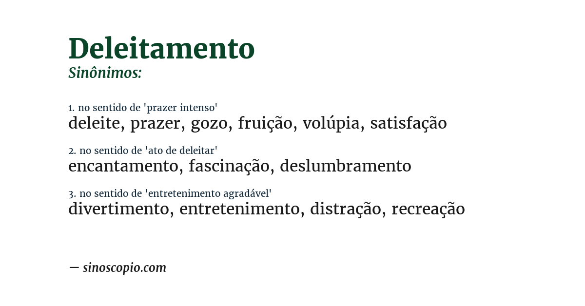 Sinônimo de deleitamento