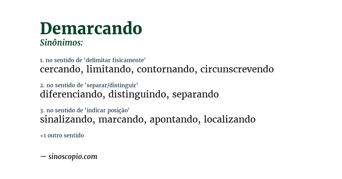 Sinônimo de demarcando