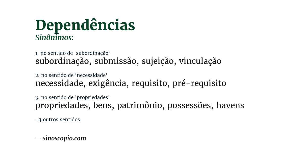 Sinônimo de dependências