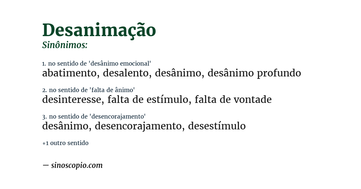 Sinônimo de desanimação
