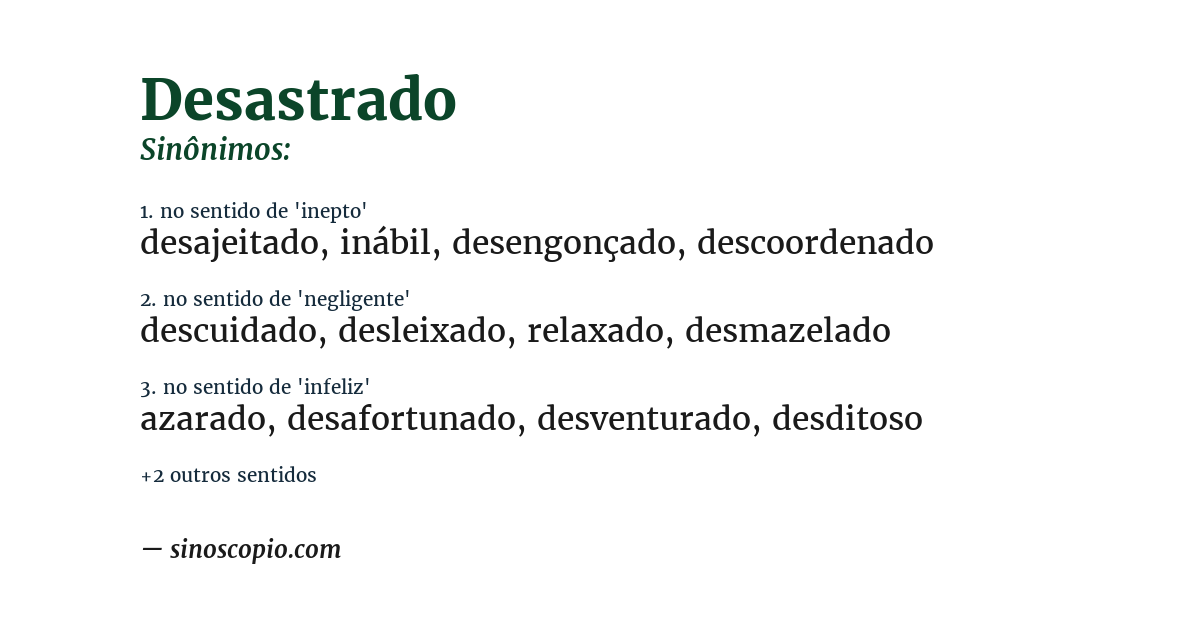 Sinônimo de desastrado