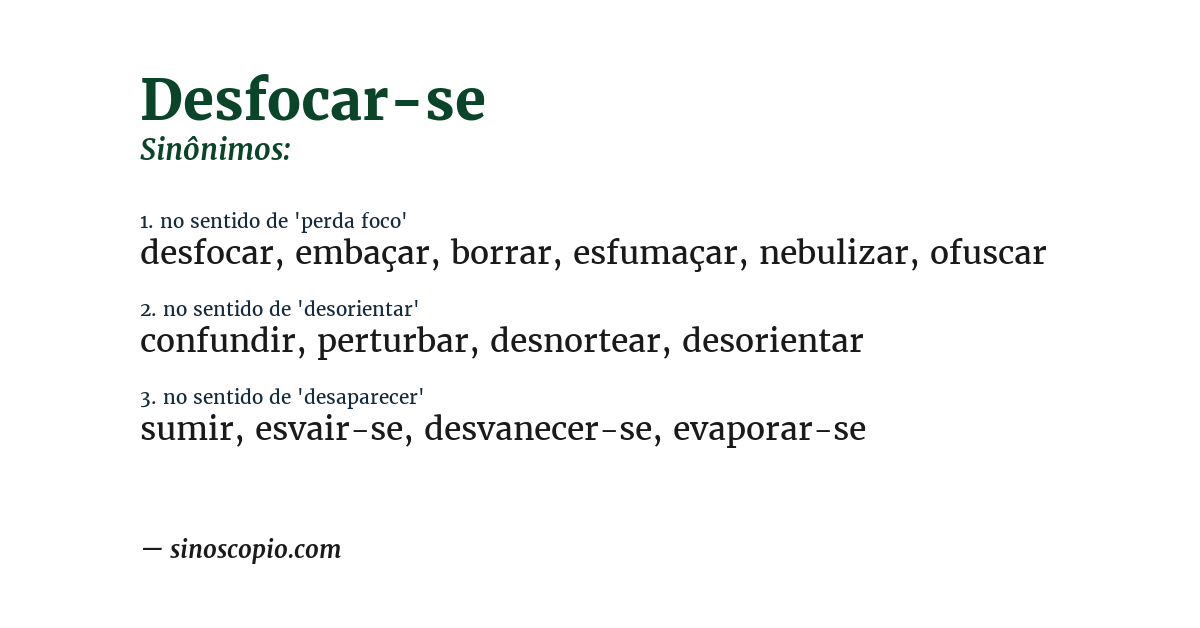 Sinônimo de desfocar-se