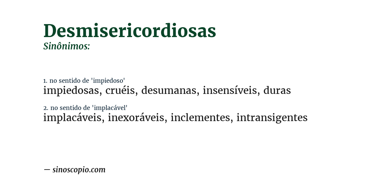 Sinônimo de desmisericordiosas