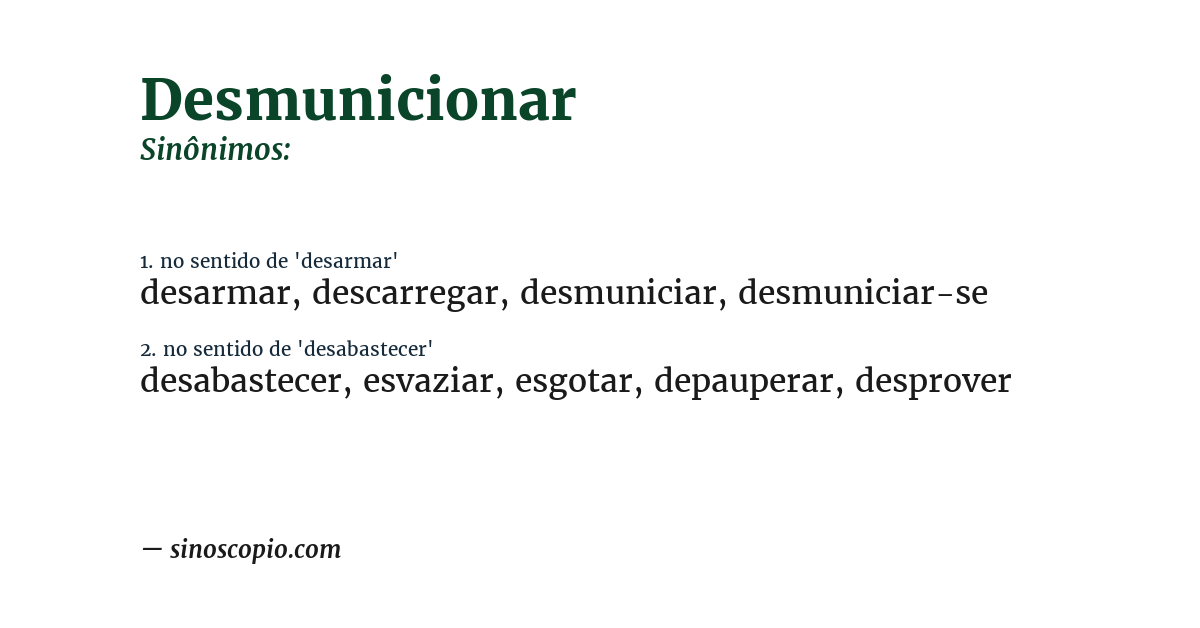 Sinônimo de desmunicionar