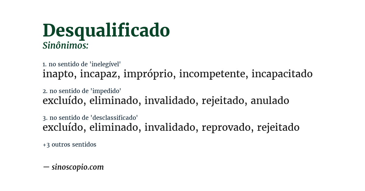 Sinônimo de desqualificado
