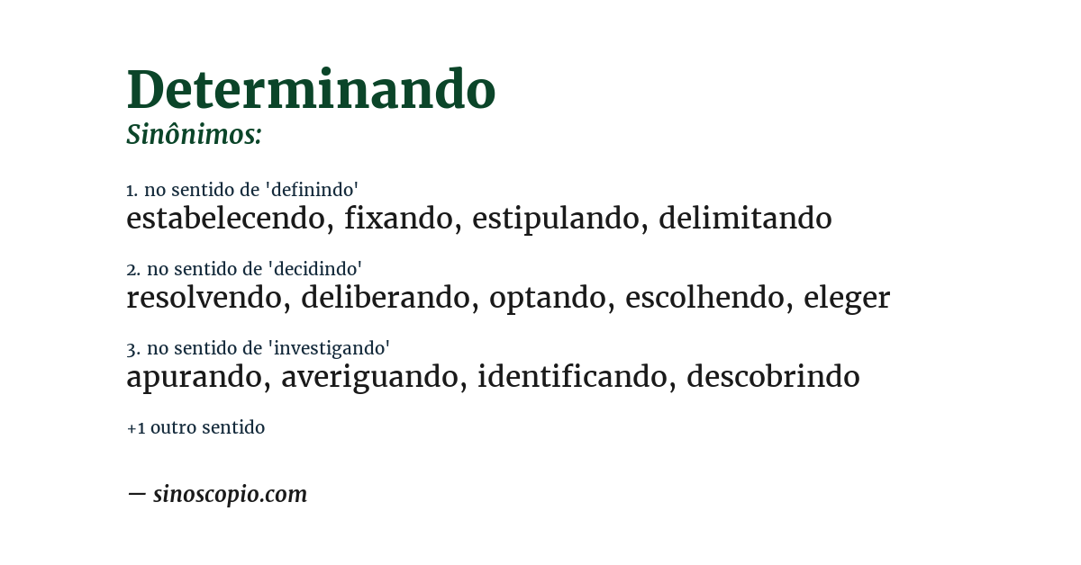 Sinônimo de determinando