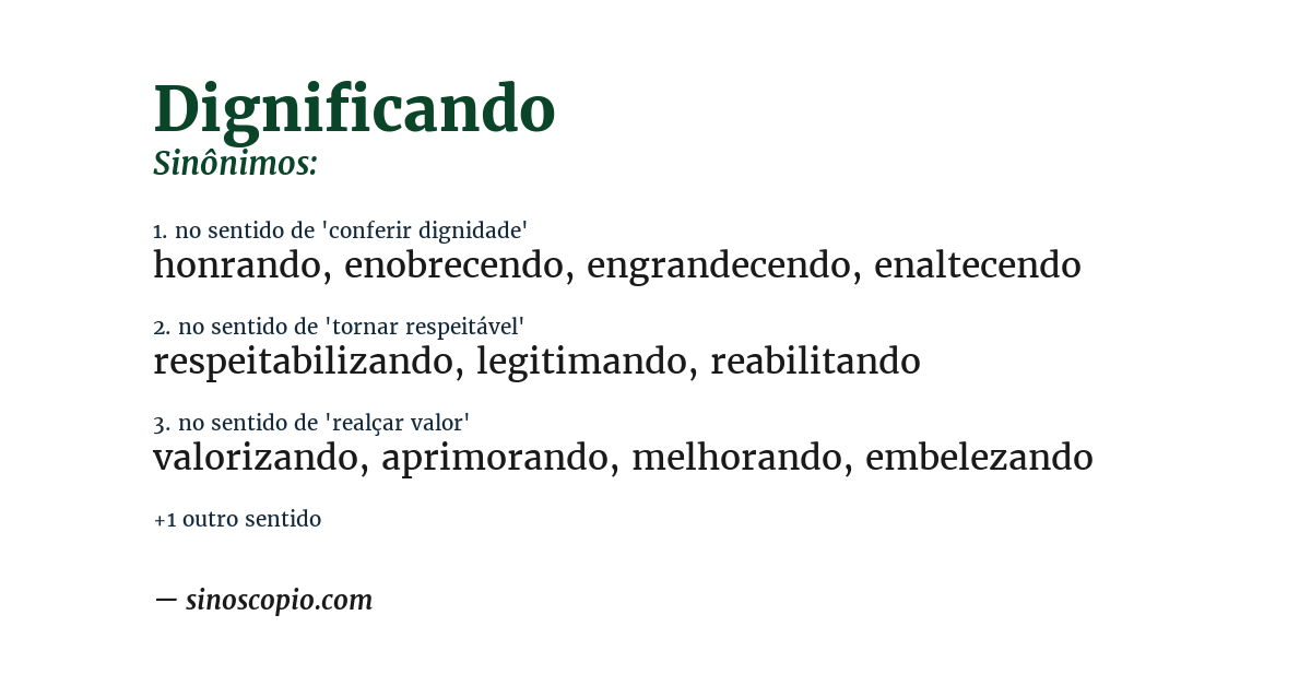 Sinônimo de dignificando