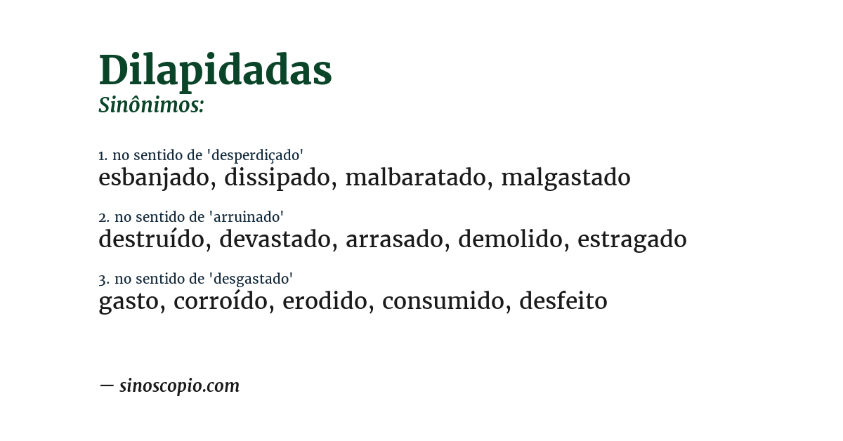Sinônimo de dilapidadas