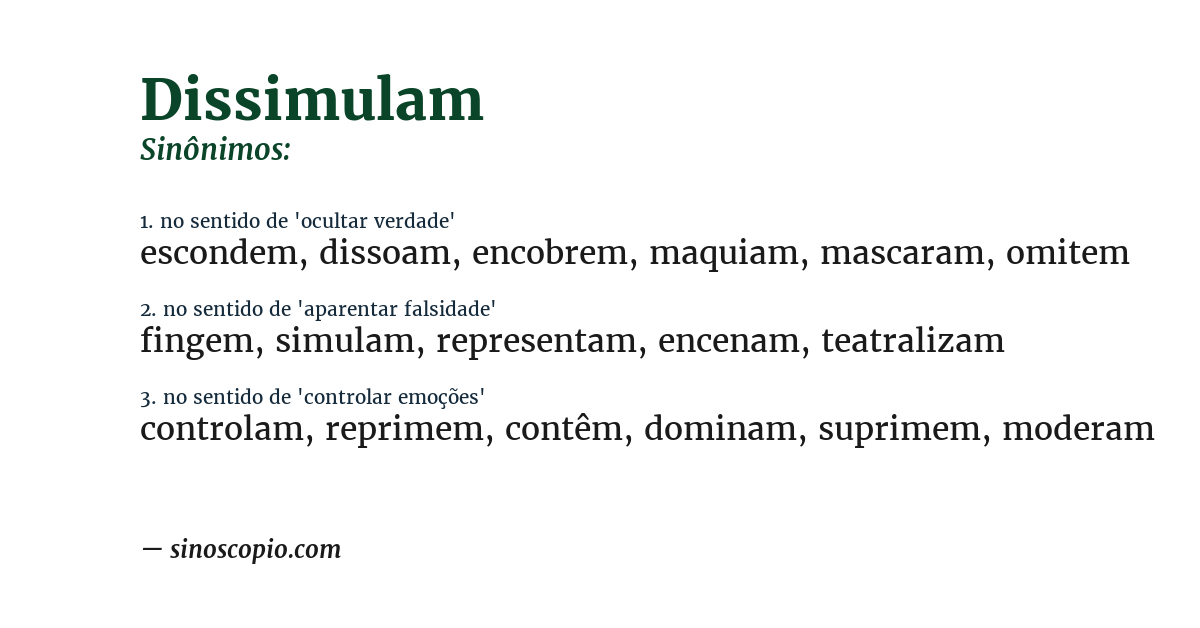 Sinônimo de dissimulam