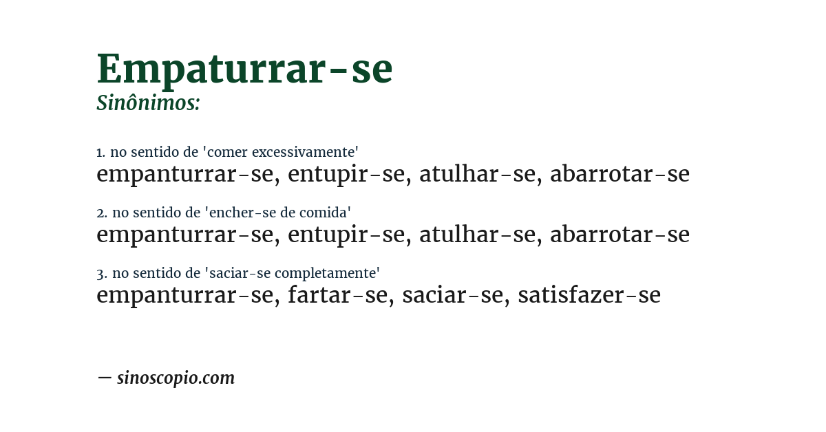 Sinônimo de empaturrar-se