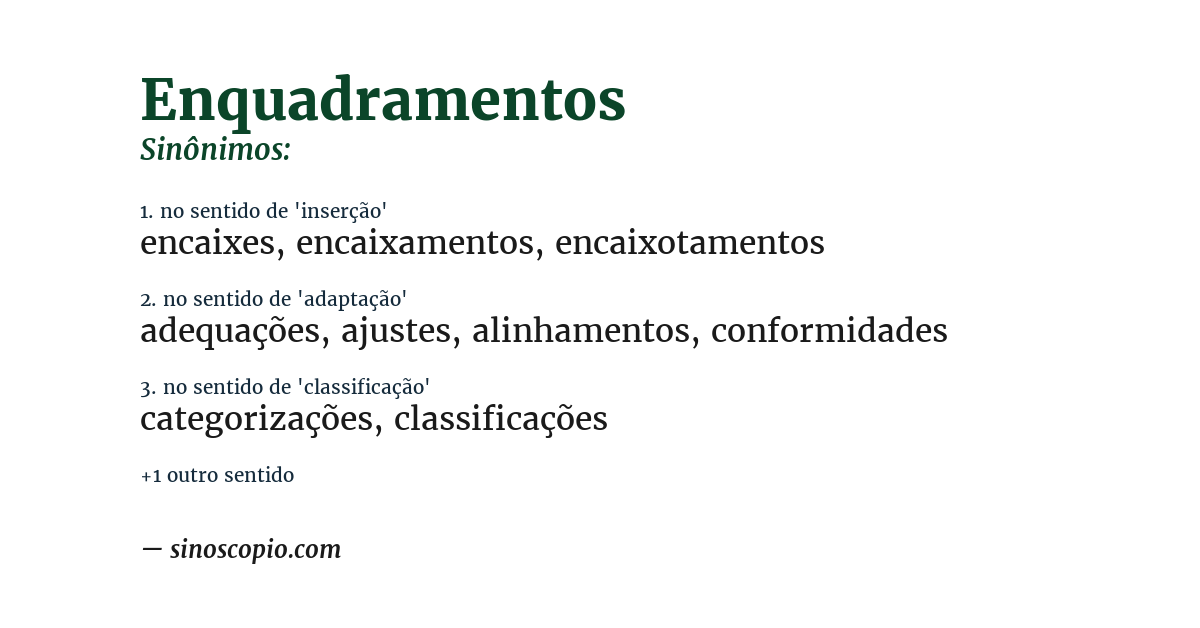 Sinônimo de enquadramentos