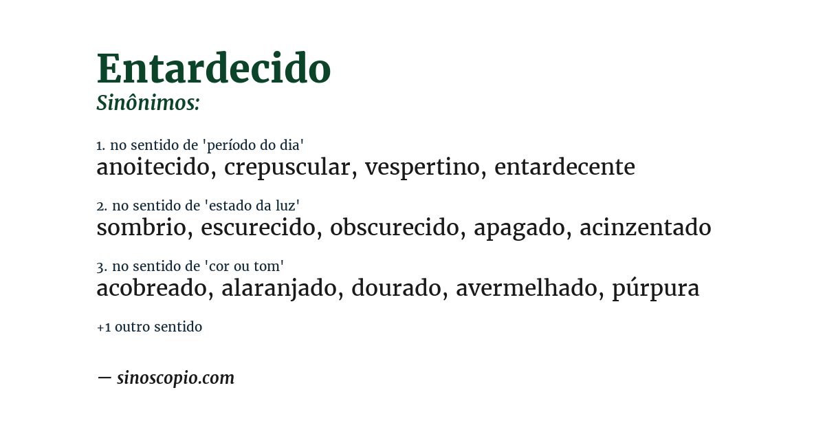 Sinônimo de entardecido